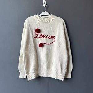 🚩steal authentic Loewe Cream Sweater with Red Detail